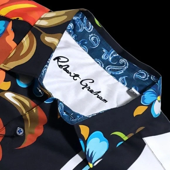 NEW Robert Graham Floral Vibrant XL Classic Fit Short Sleeve Sport Shirt